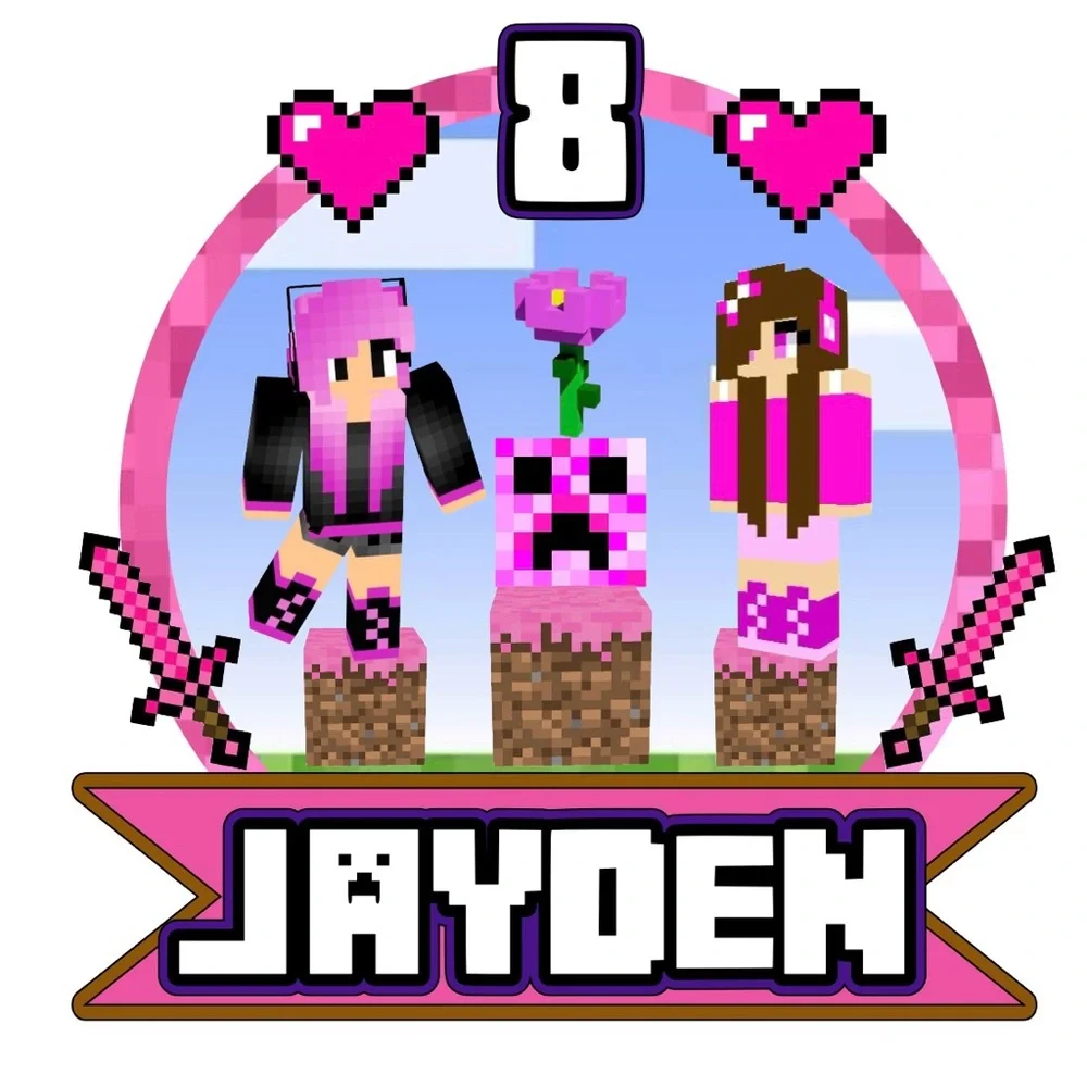 Girls Minecraft Themed Cake Topper